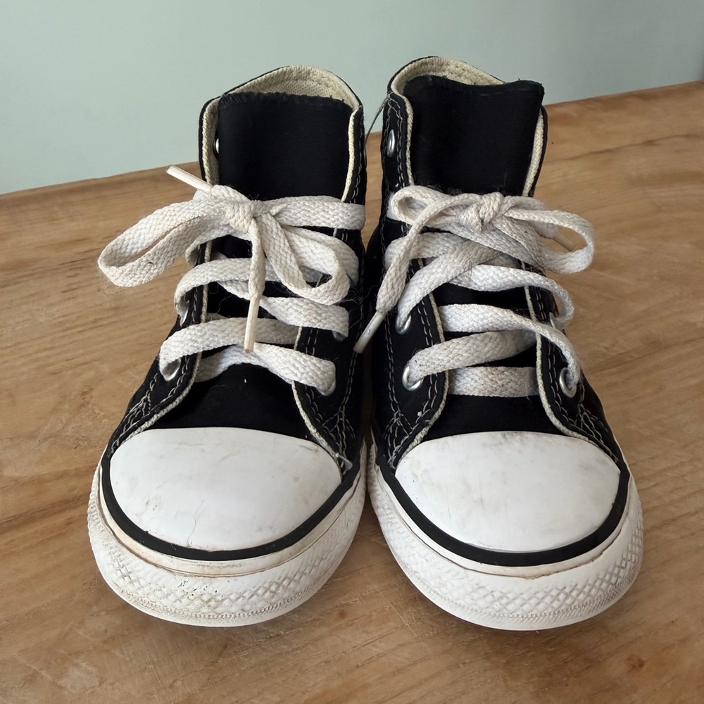 Kids Black High-Top Converse Sneakers with White Accents